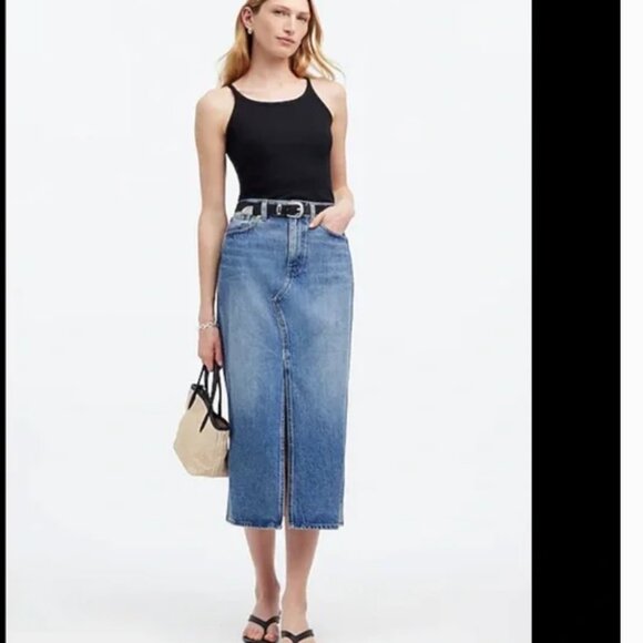 NWT NEW Madewell  Denim Mid-Rise Maxi Skirt in Pratt Wash in Size 27 - Picture 5 of 10